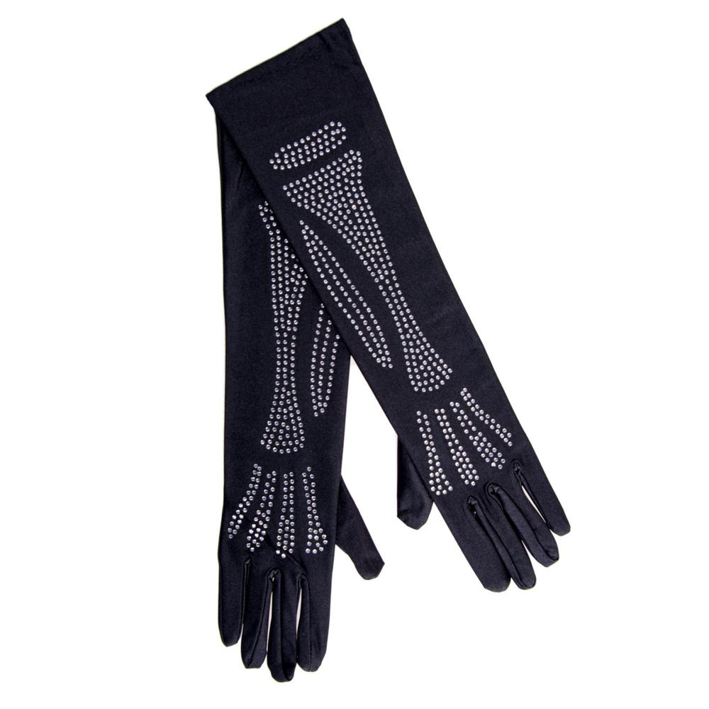 Leg Avenue - Rhinestone Bone Costume Gloves - Black
